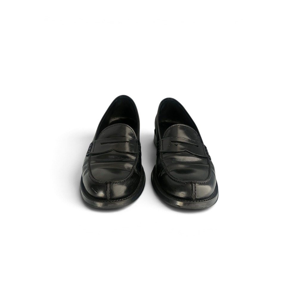 Tods Black Leather Penny Loafers Womens Size 37.5 Made in Italy Classic Slip On